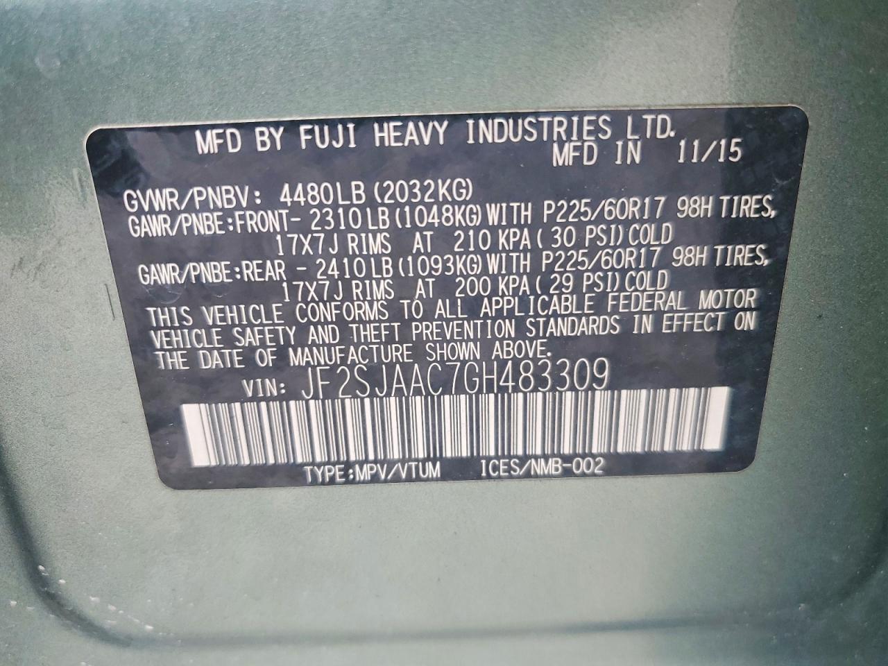 2016 SUBARU FORESTER