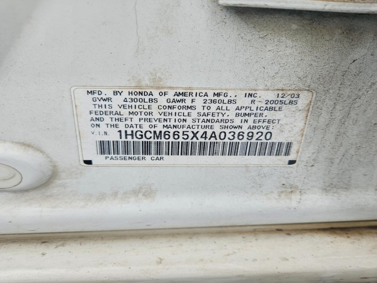 2004 HONDA ACCORD