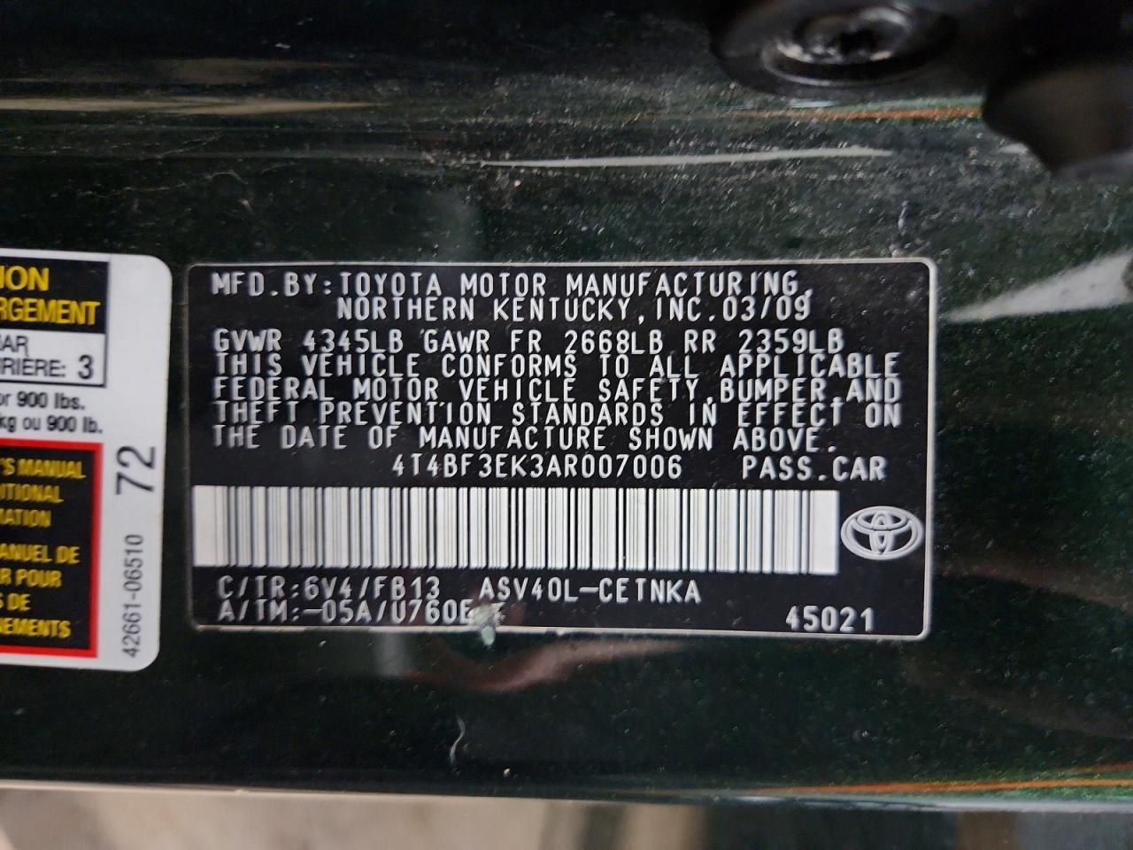 2010 TOYOTA CAMRY