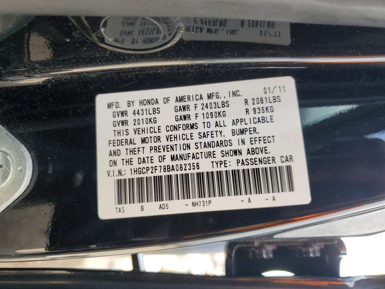 2011 HONDA ACCORD