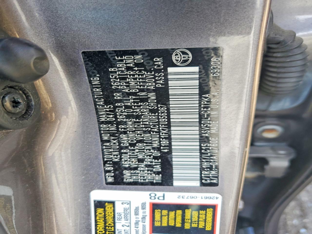 2015 TOYOTA CAMRY