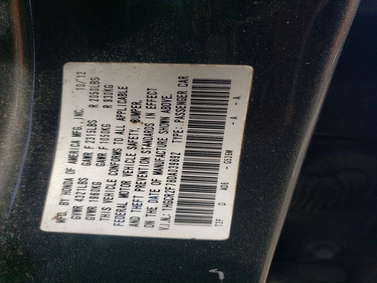 2013 HONDA ACCORD