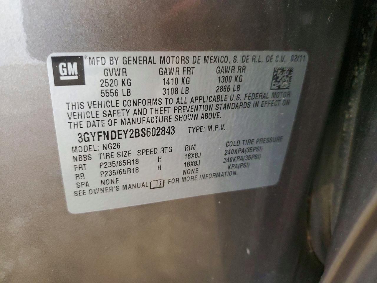2011 CADILLAC SRX