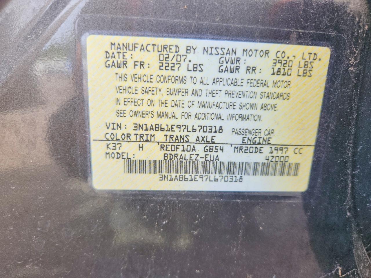 2007 NISSAN SENTRA