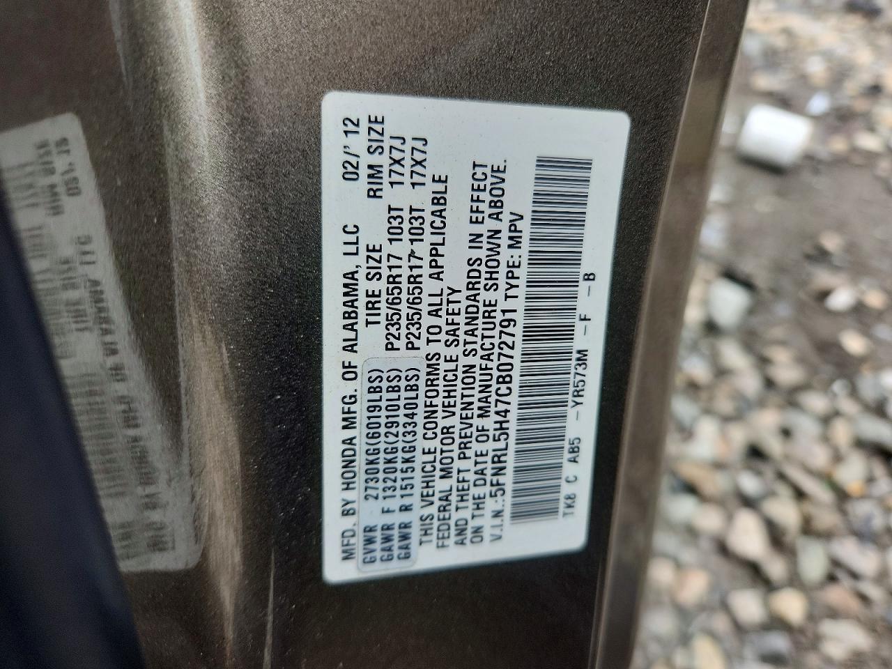 2012 HONDA ODYSSEY