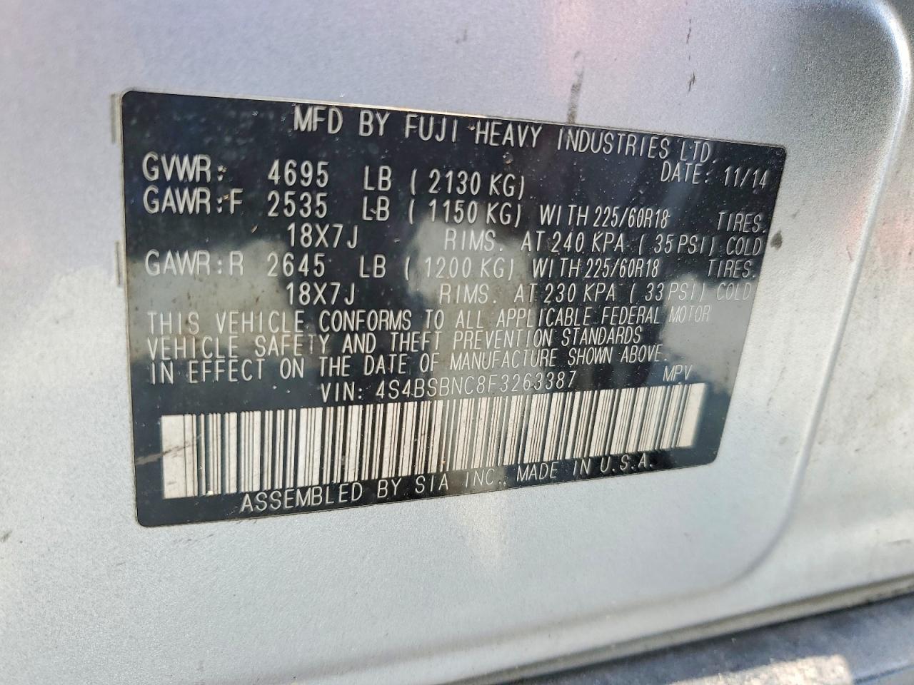 2015 SUBARU Outback