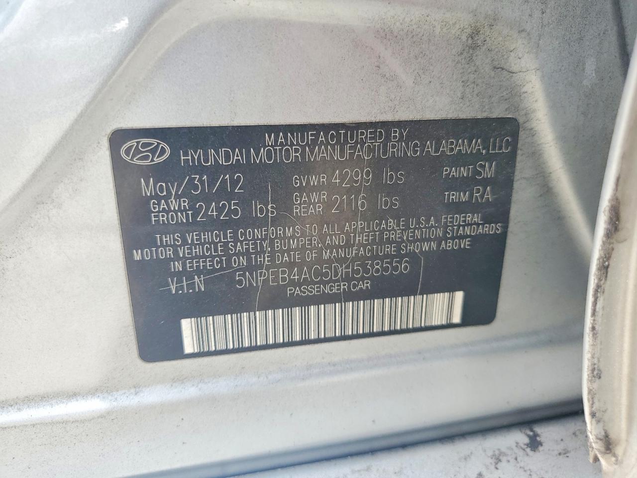 2013 HYUNDAI SONATA