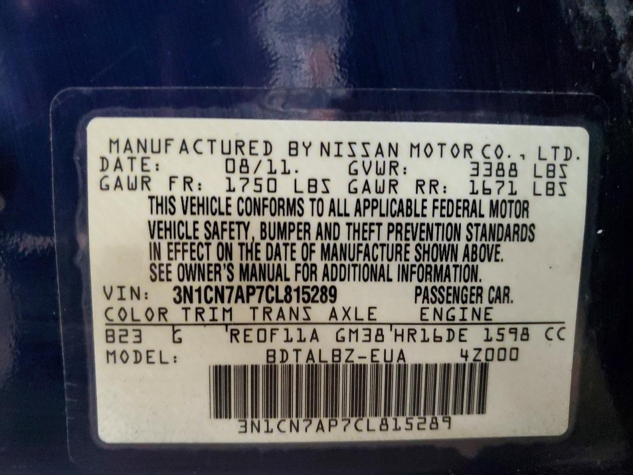 2012 NISSAN VERSA