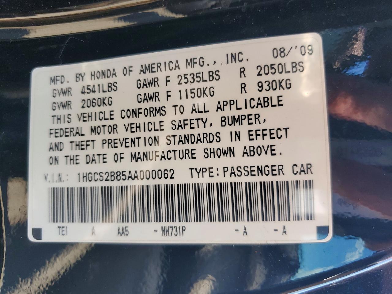 2010 HONDA ACCORD