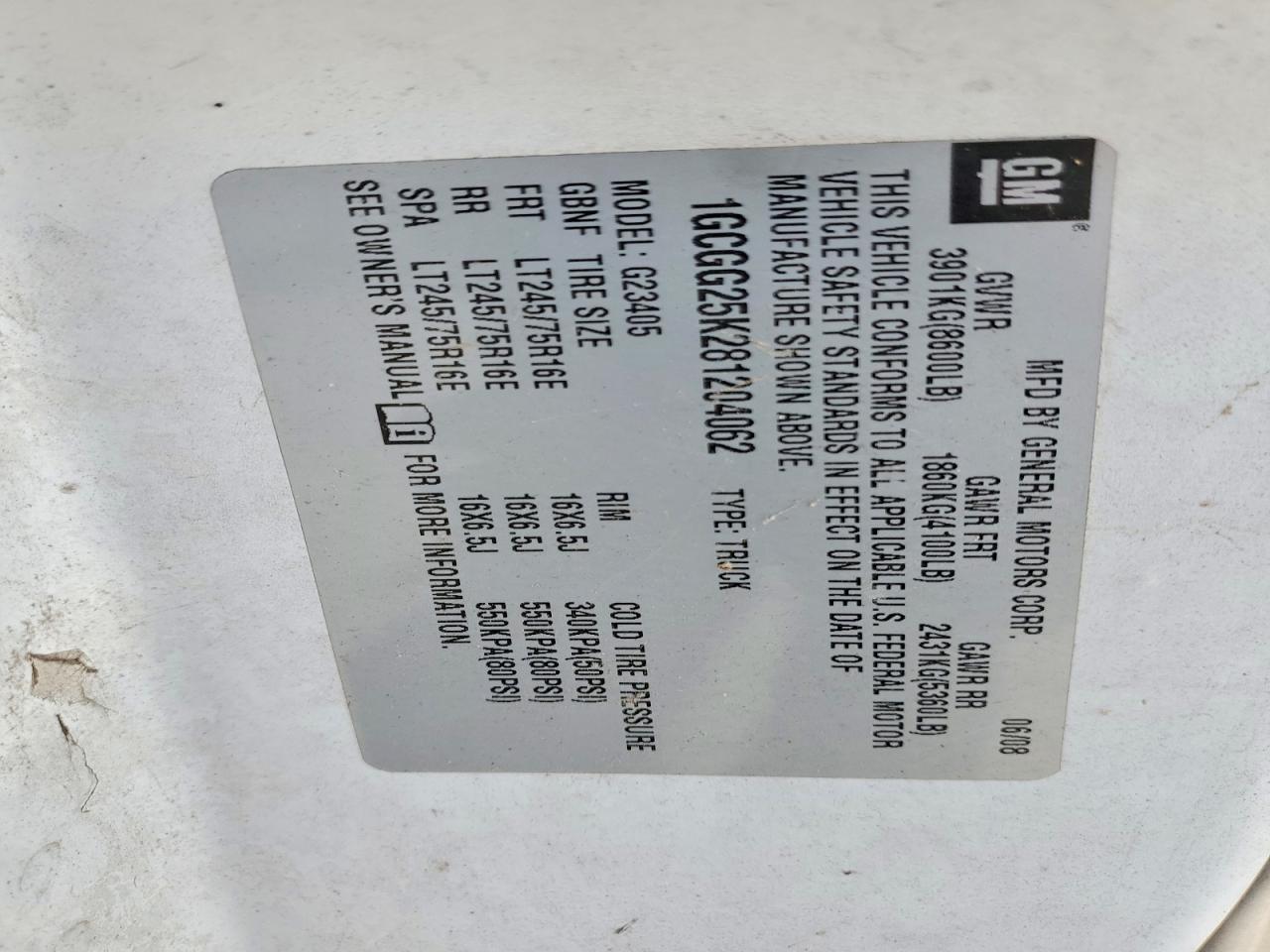 2008 CHEVROLET EXPRESS 2500