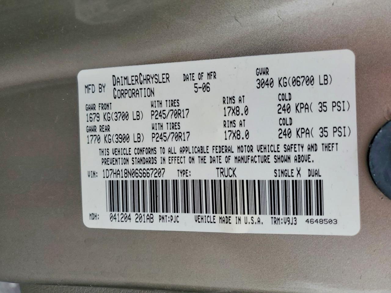 2006 DODGE RAM 1500
