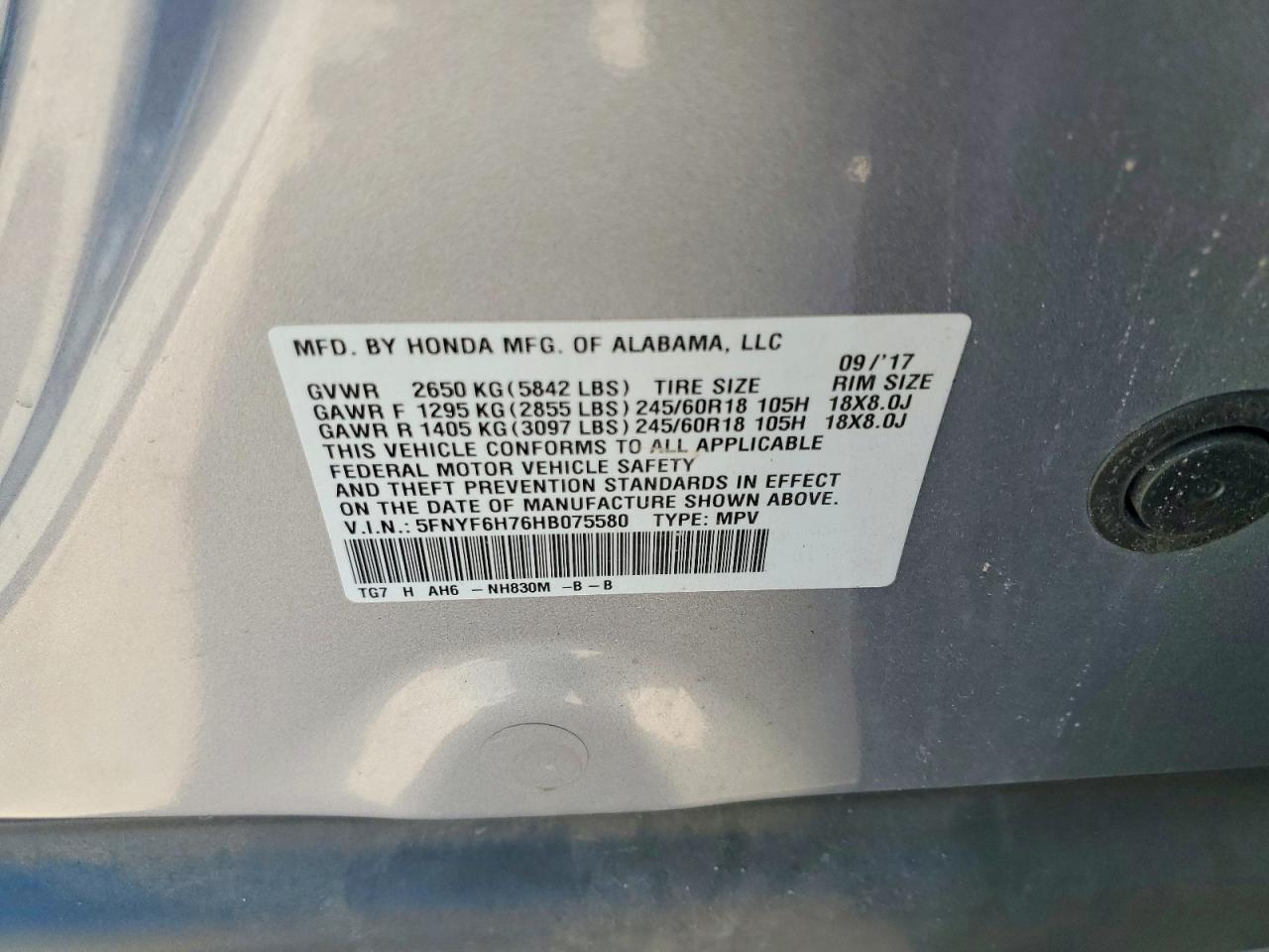 2017 HONDA PILOT