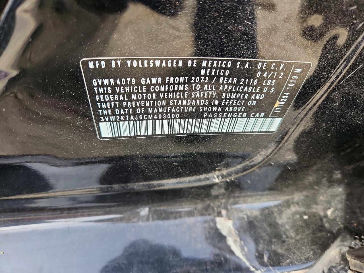 2012 VOLKSWAGEN JETTA