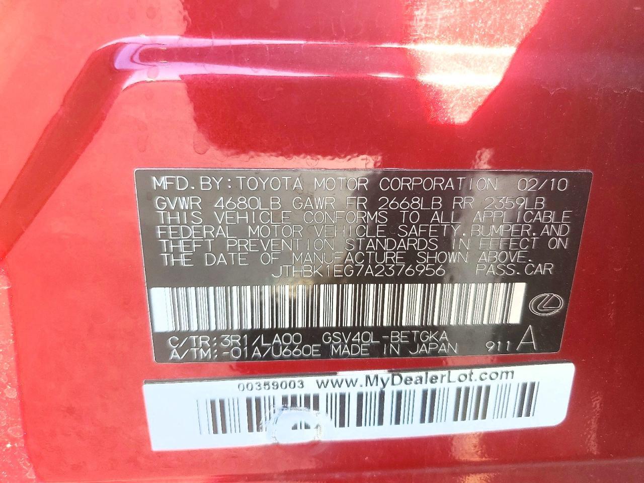2010 LEXUS ES 350