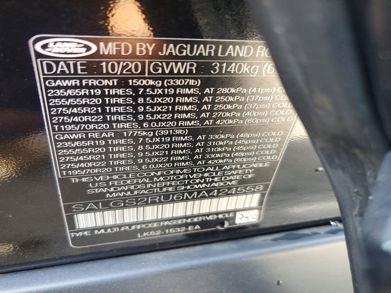 2021 LAND ROVER RANGE ROVER