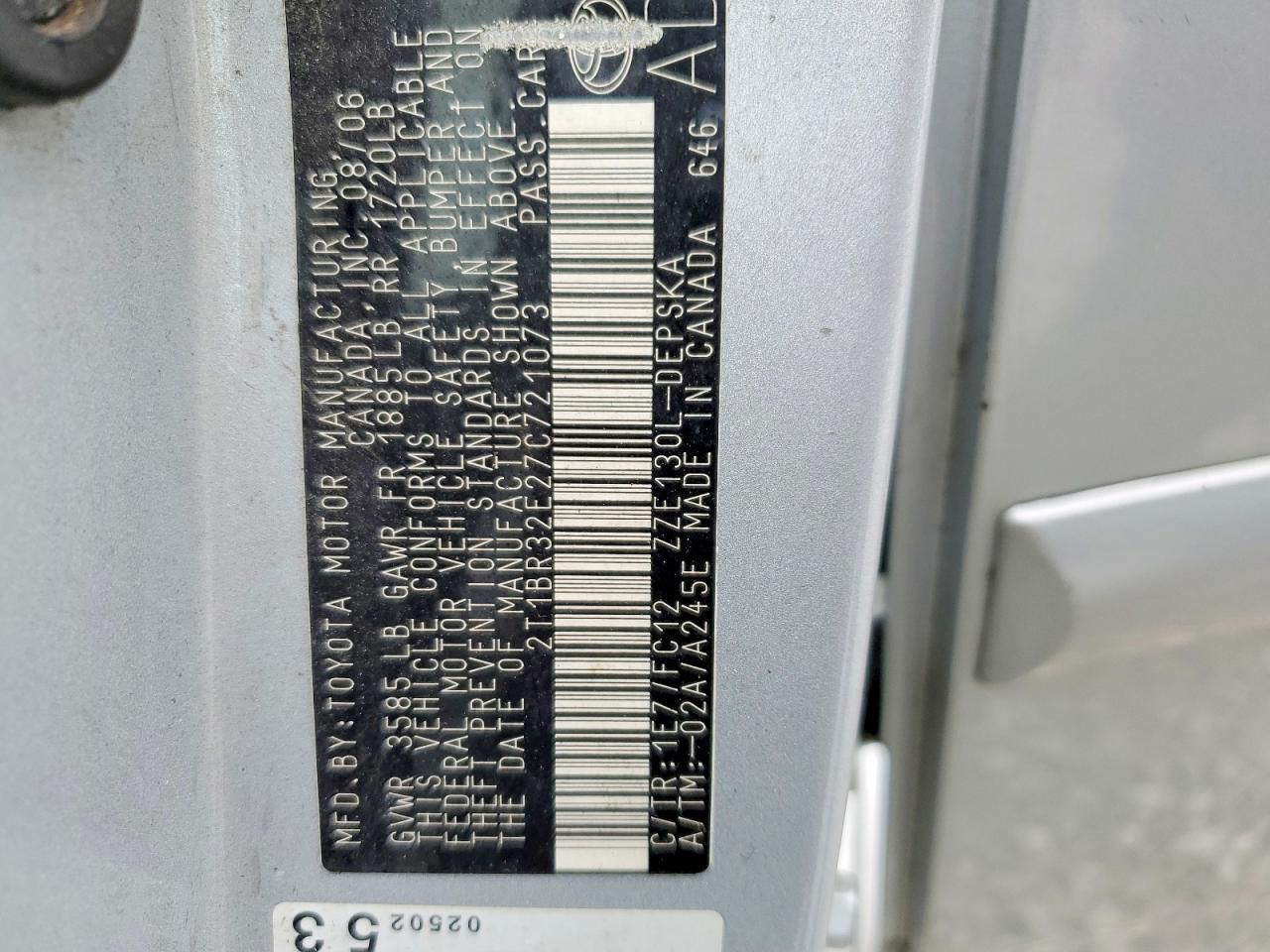 2007 TOYOTA COROLLA
