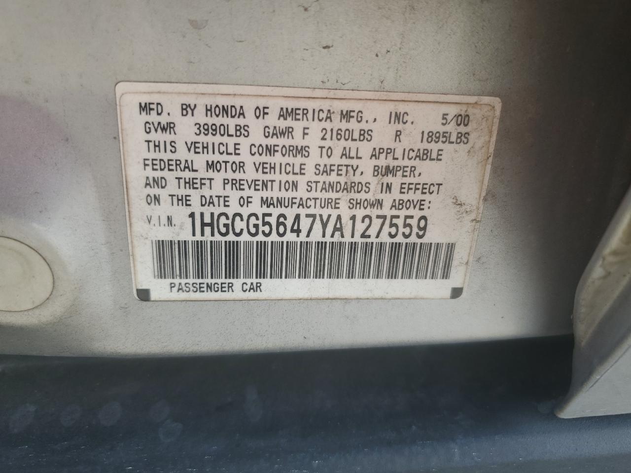 2000 HONDA ACCORD
