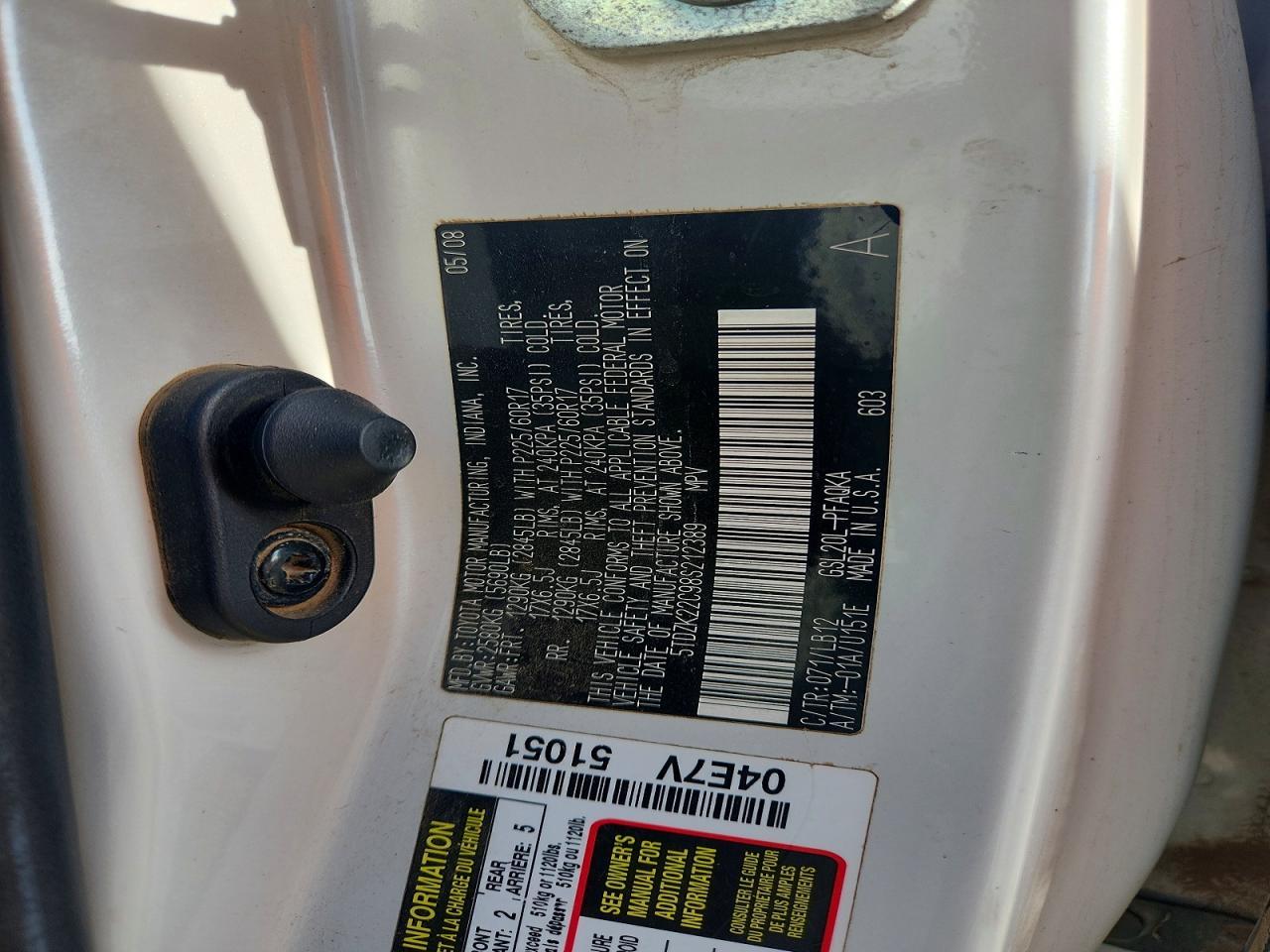 2008 TOYOTA SIENNA