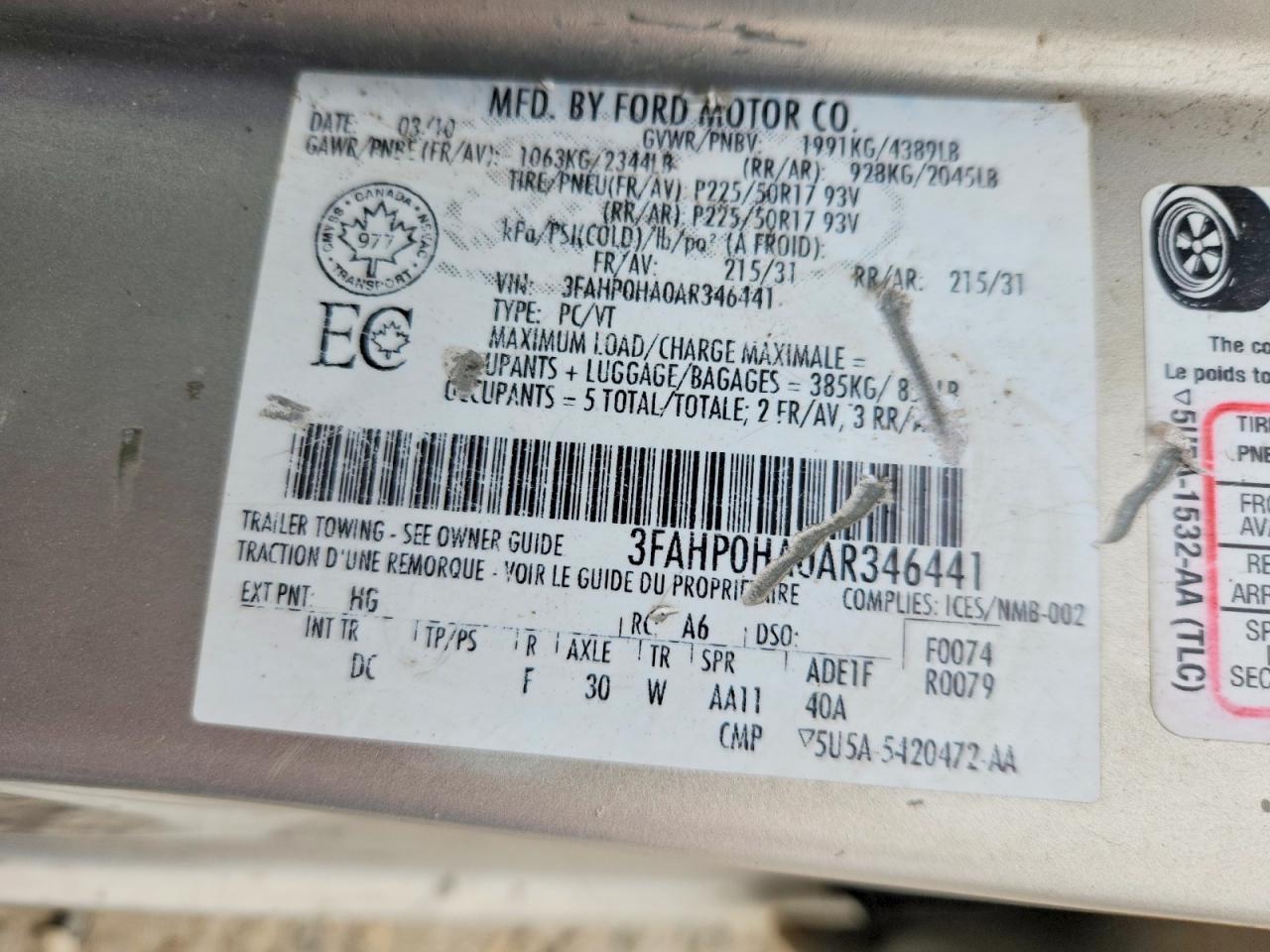 2010 FORD FUSION