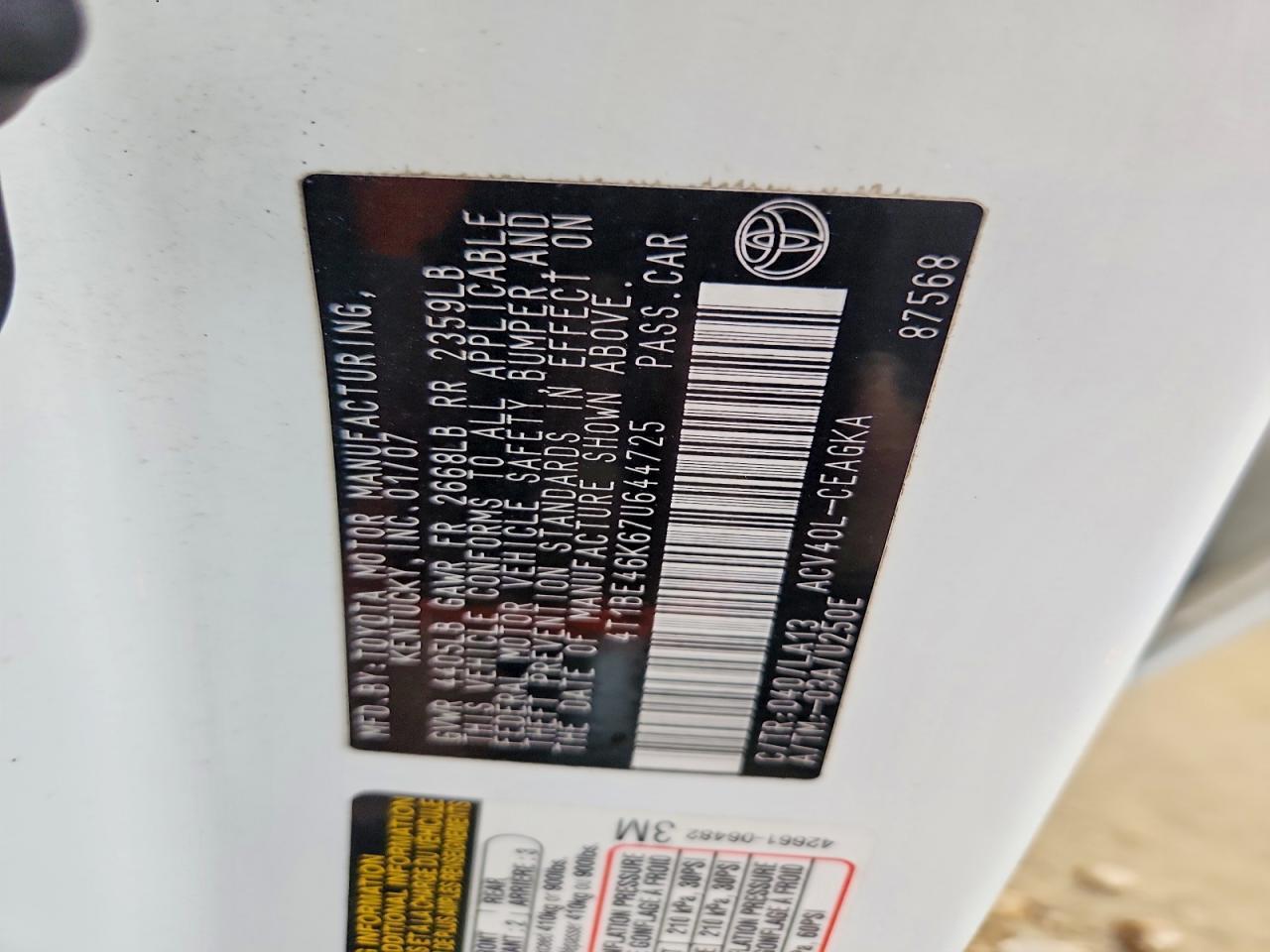 2007 TOYOTA CAMRY