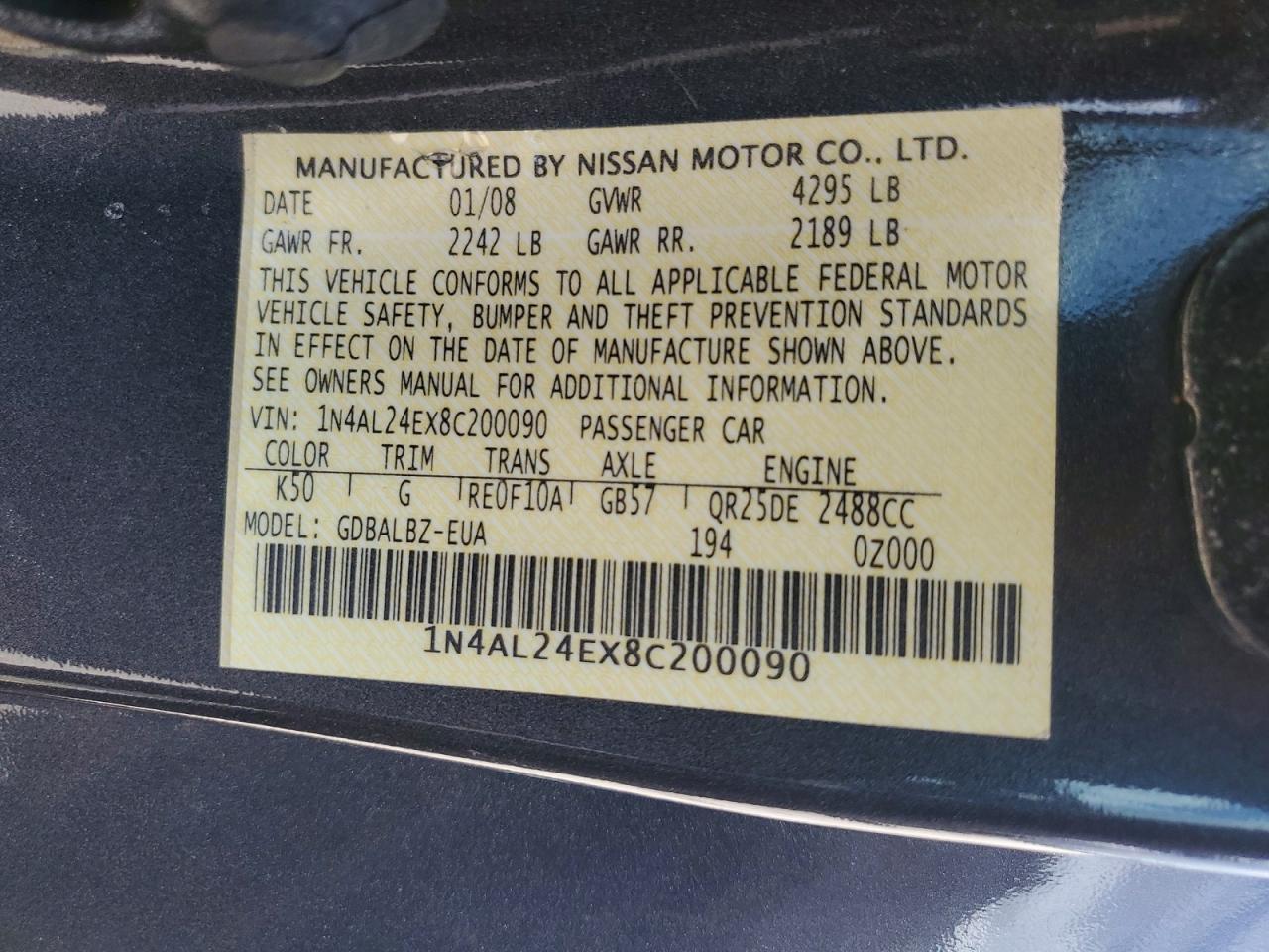 2008 NISSAN ALTIMA