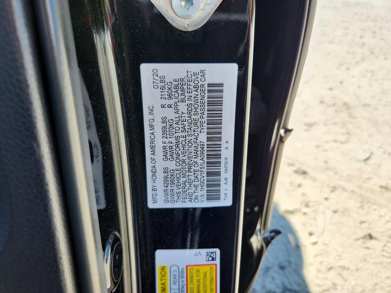 2020 HONDA ACCORD