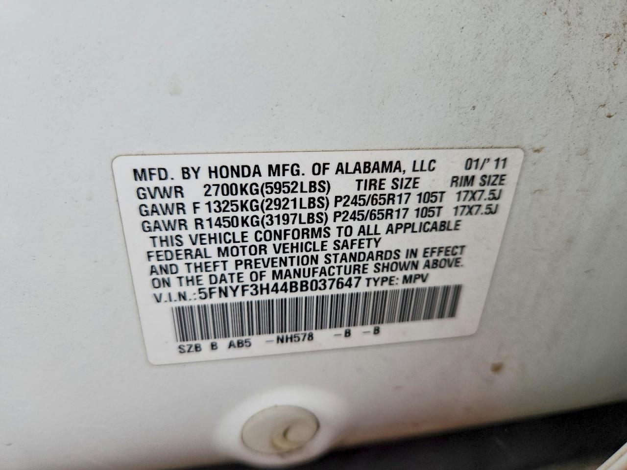 2011 HONDA PILOT