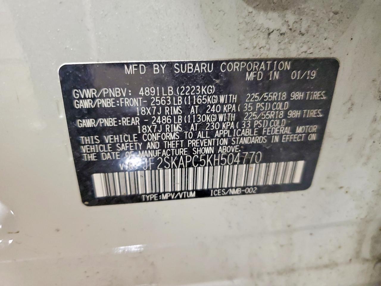 2019 SUBARU FORESTER