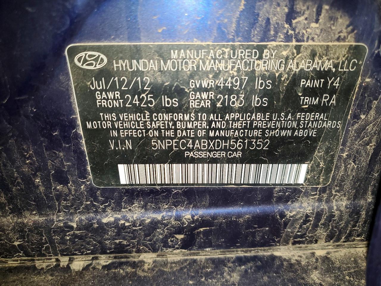 2013 HYUNDAI SONATA