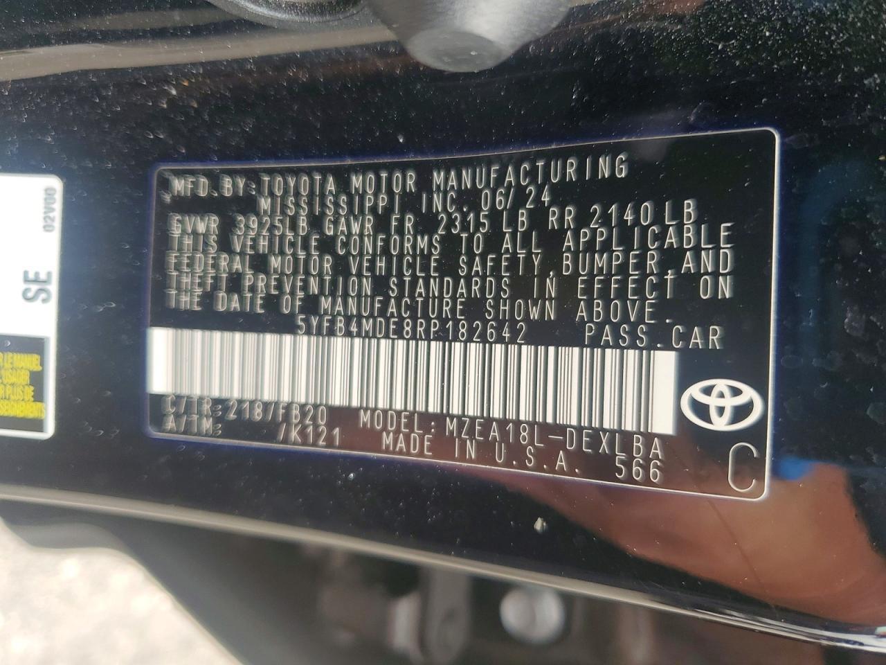 2024 TOYOTA COROLLA