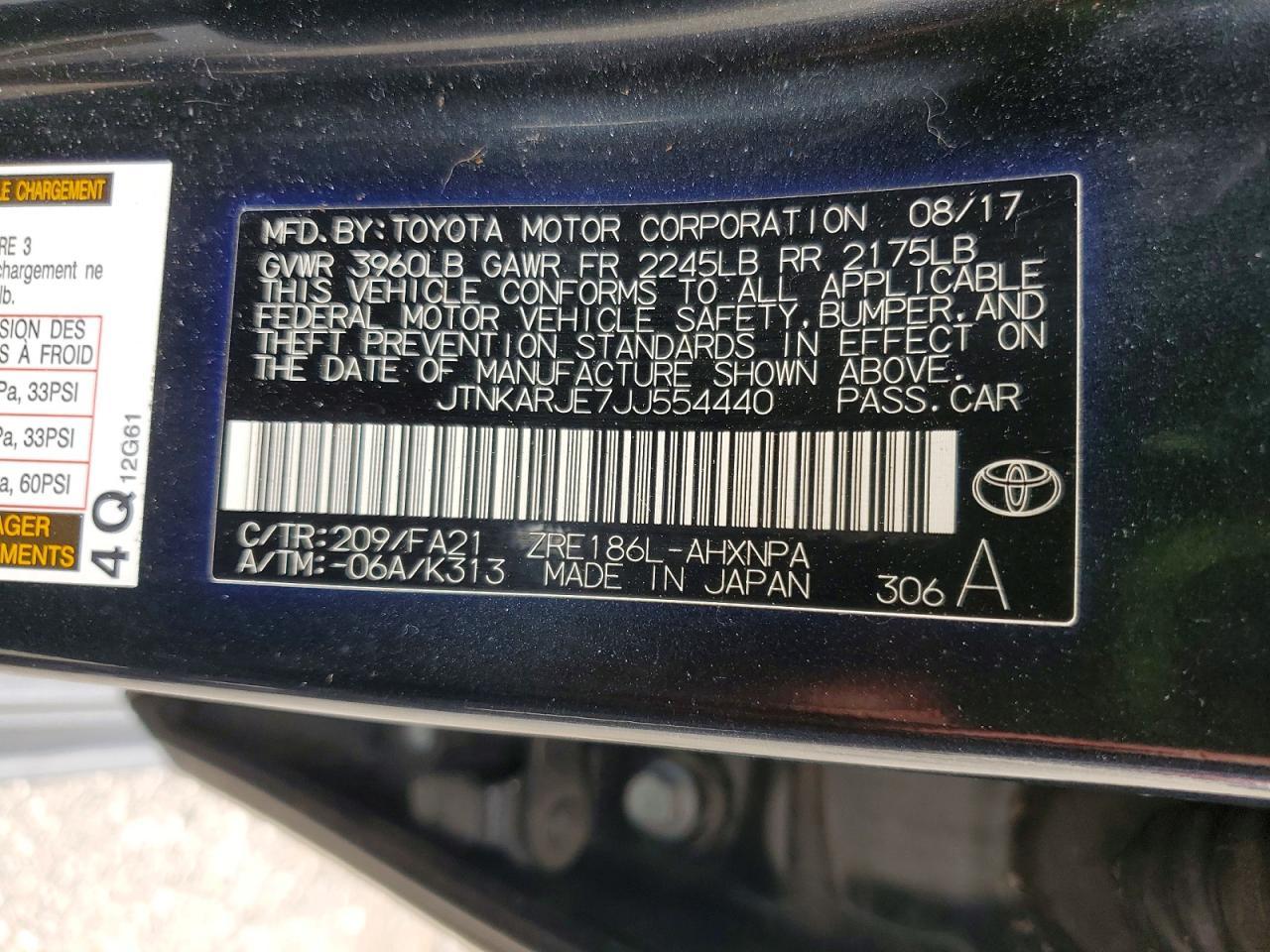 2018 TOYOTA COROLLA