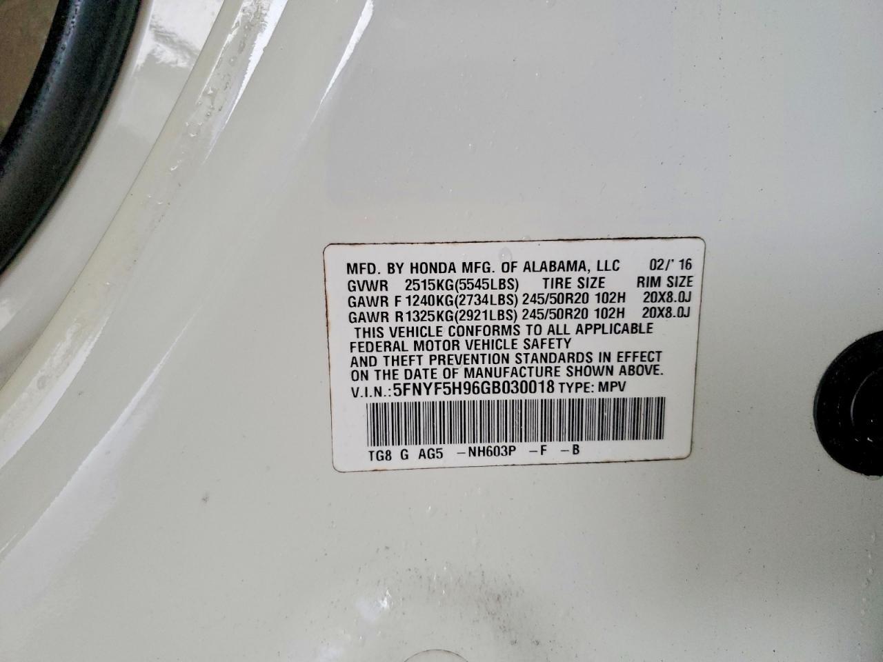 2016 HONDA PILOT