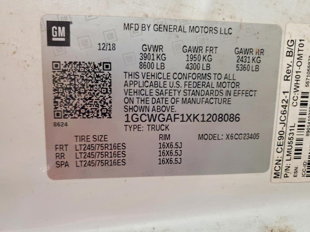 2019 CHEVROLET EXPRESS 2500
