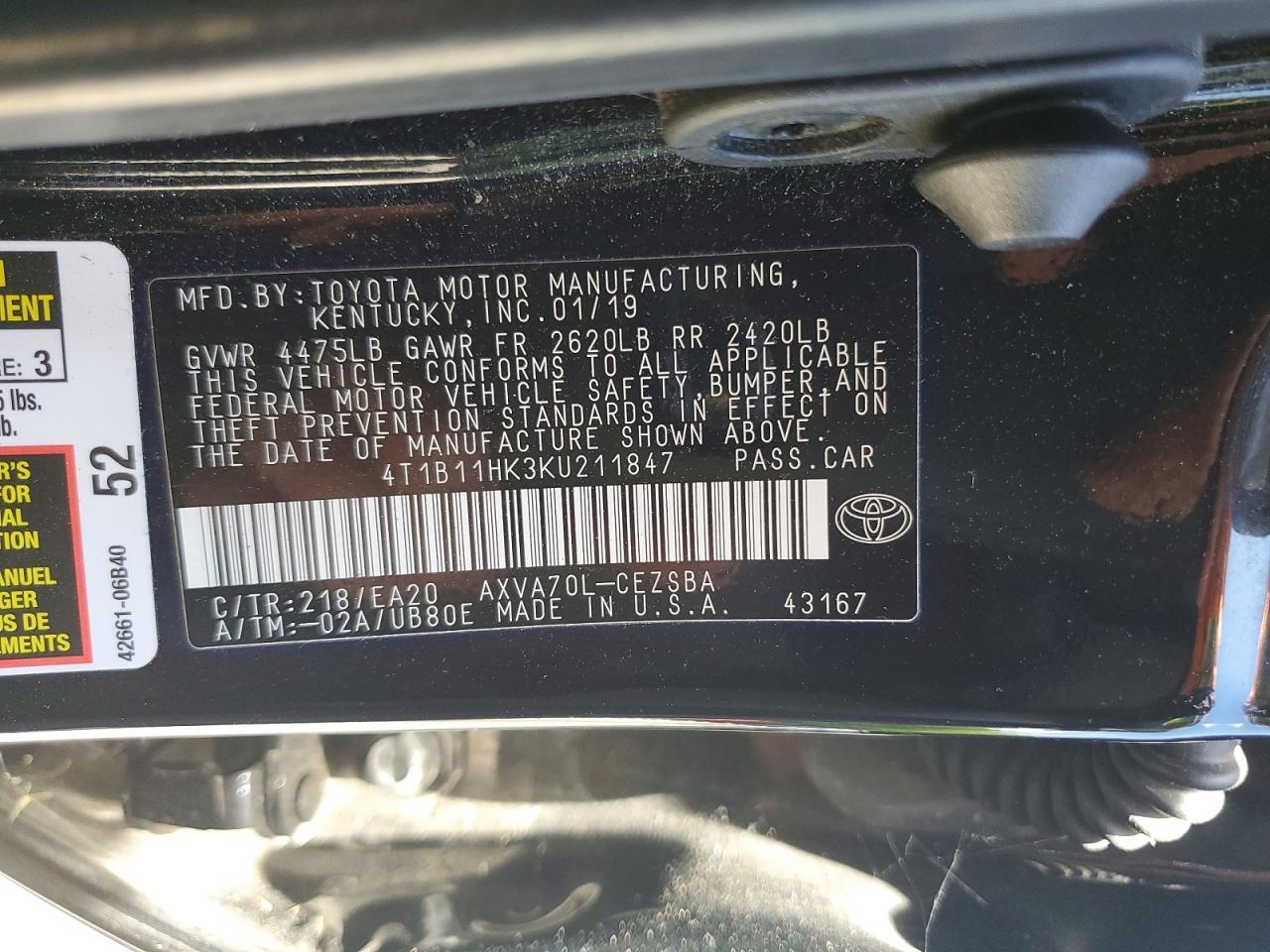 2019 TOYOTA CAMRY