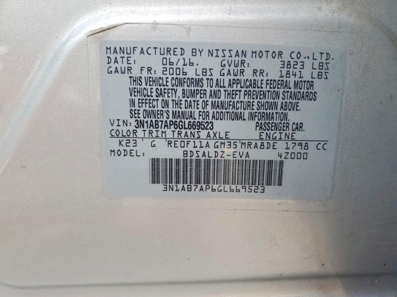 2016 NISSAN SENTRA