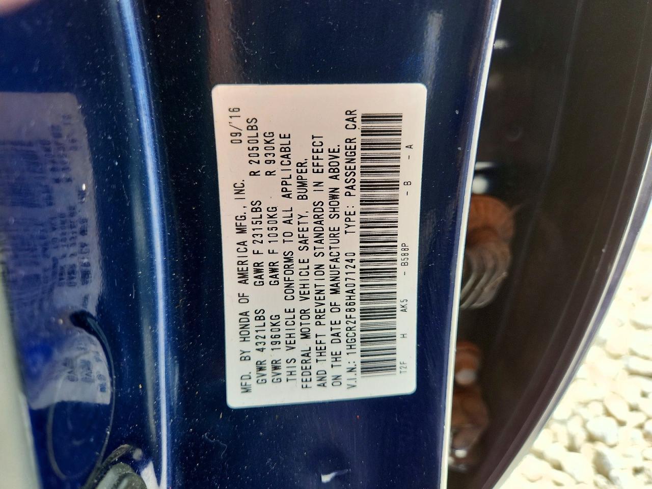 2017 HONDA ACCORD