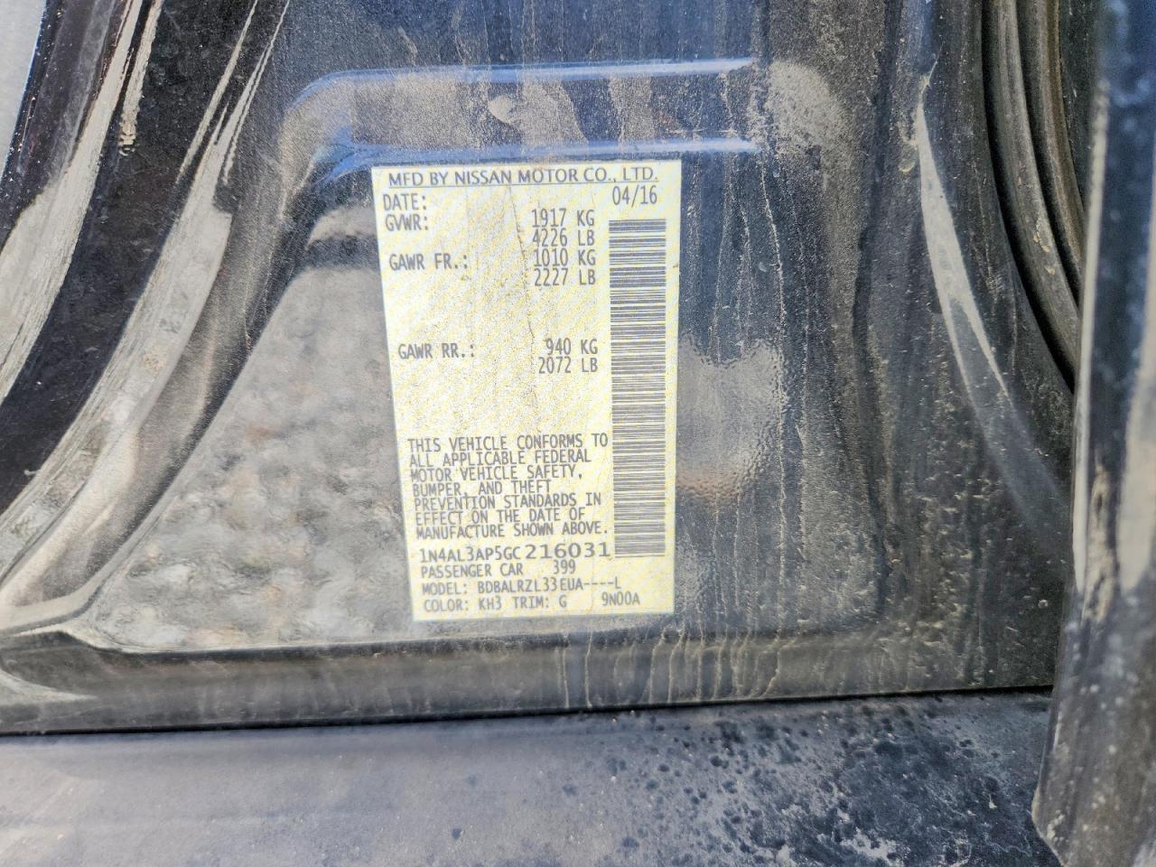 2016 NISSAN ALTIMA