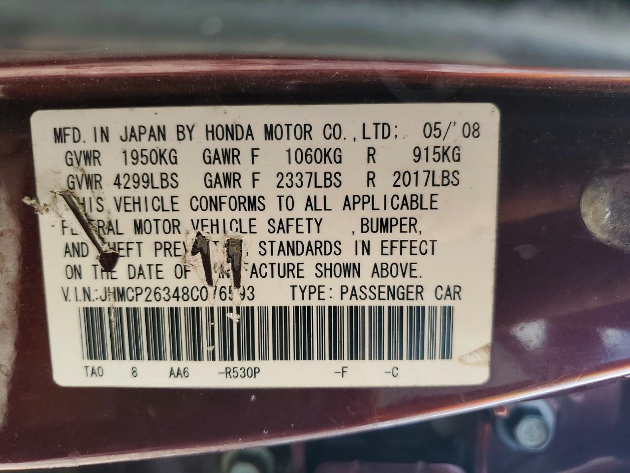 2008 HONDA ACCORD