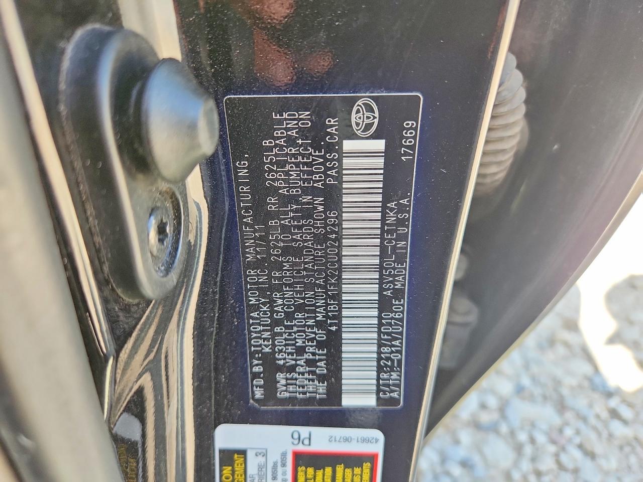 2012 TOYOTA CAMRY