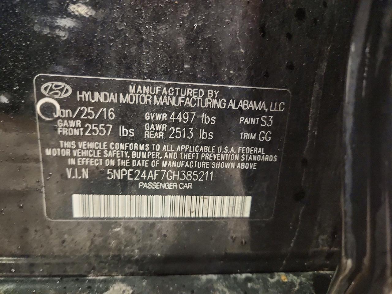 2016 HYUNDAI SONATA