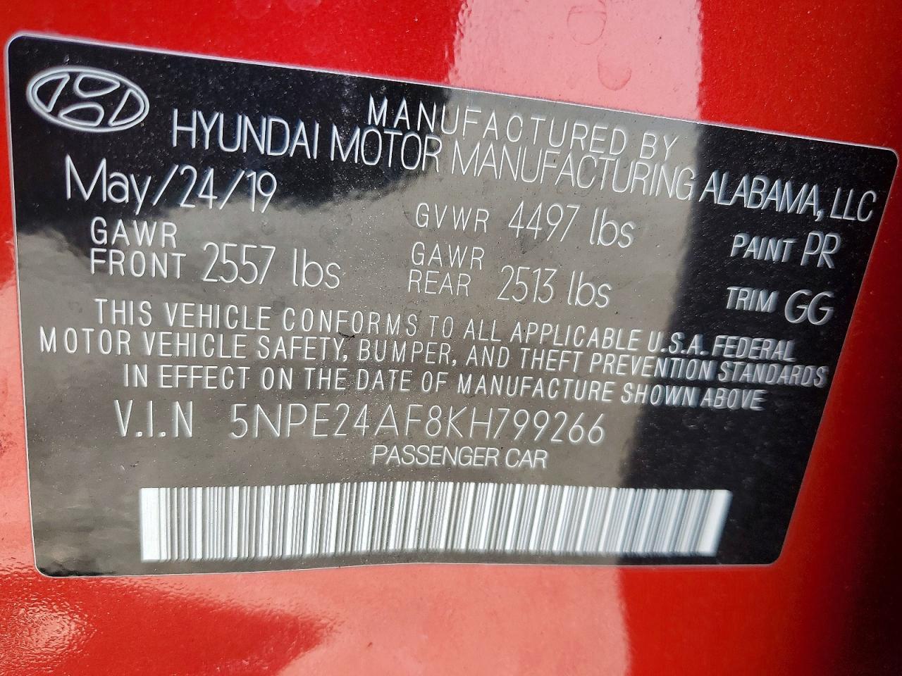 2019 HYUNDAI SONATA