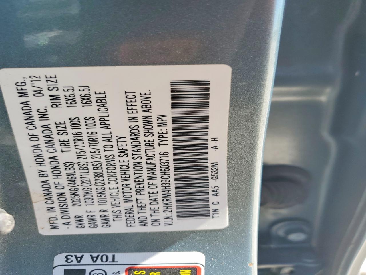 2012 HONDA CR-V