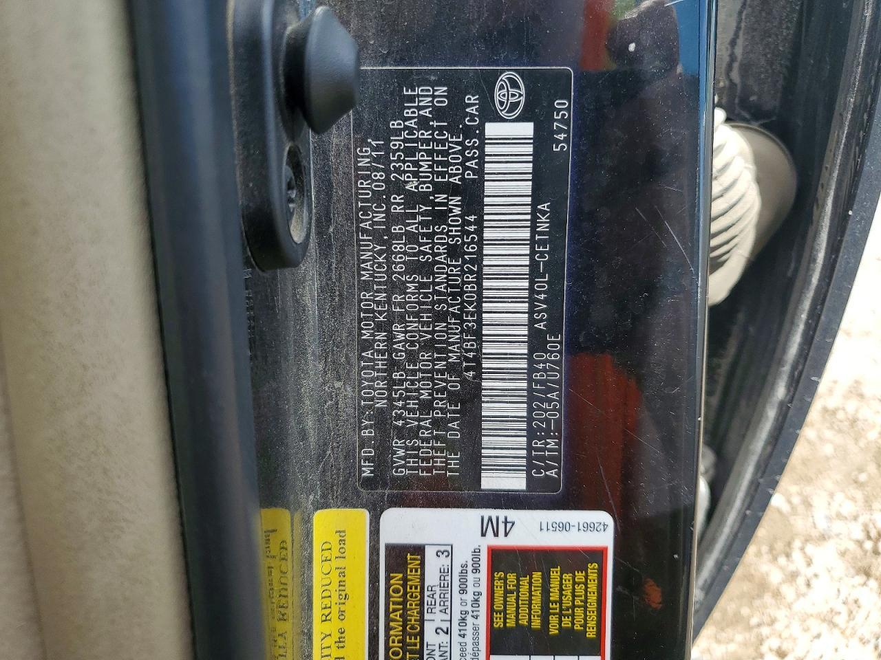 2011 TOYOTA CAMRY