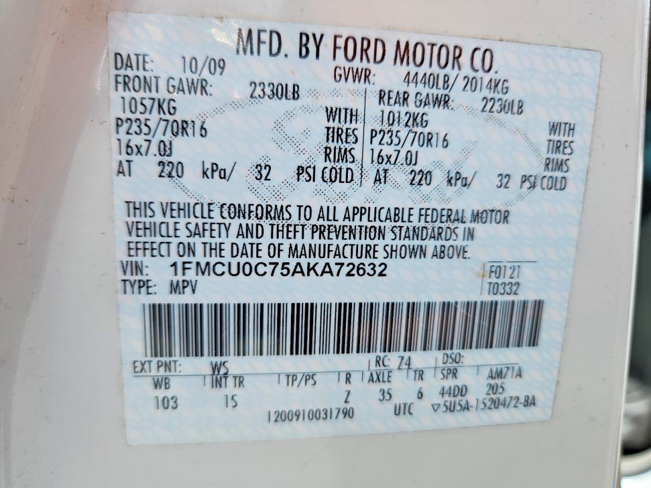 2010 FORD ESCAPE