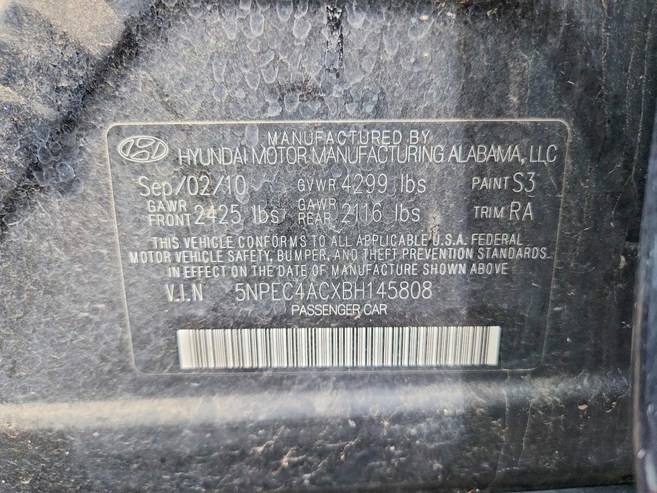 2011 HYUNDAI SONATA