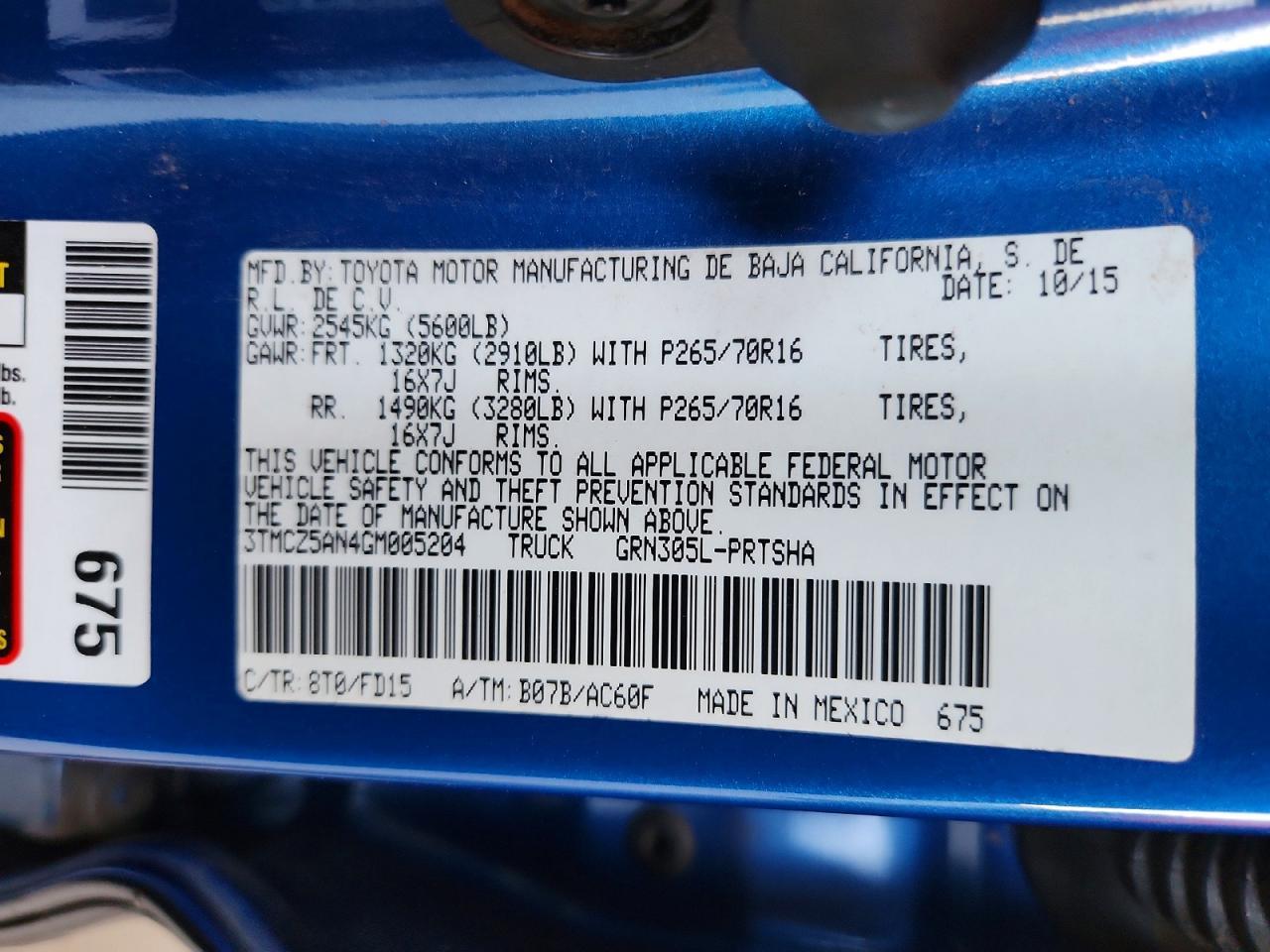 2016 TOYOTA TACOMA