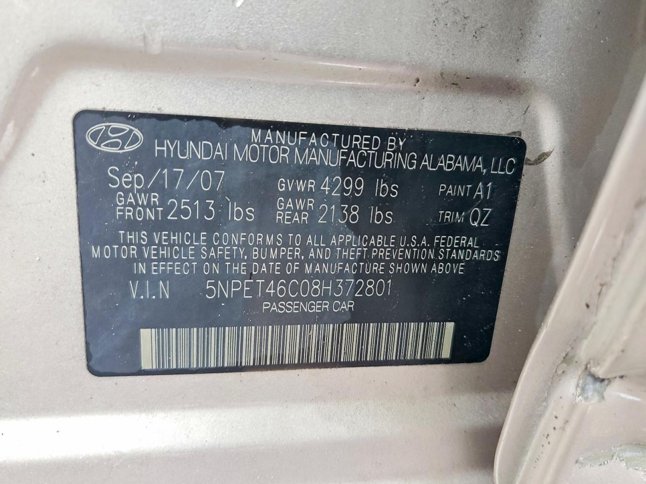 2008 HYUNDAI SONATA