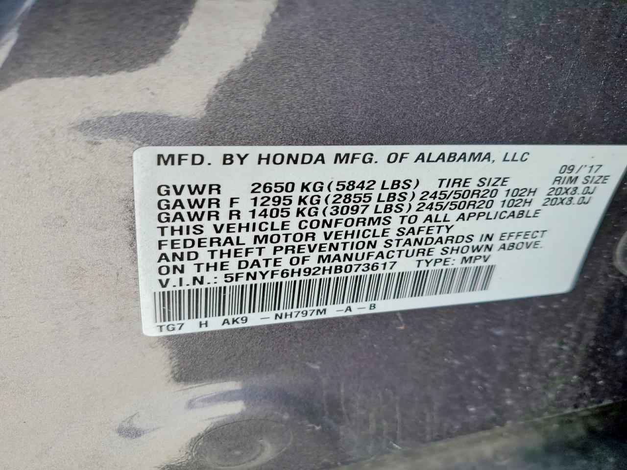 2017 HONDA PILOT