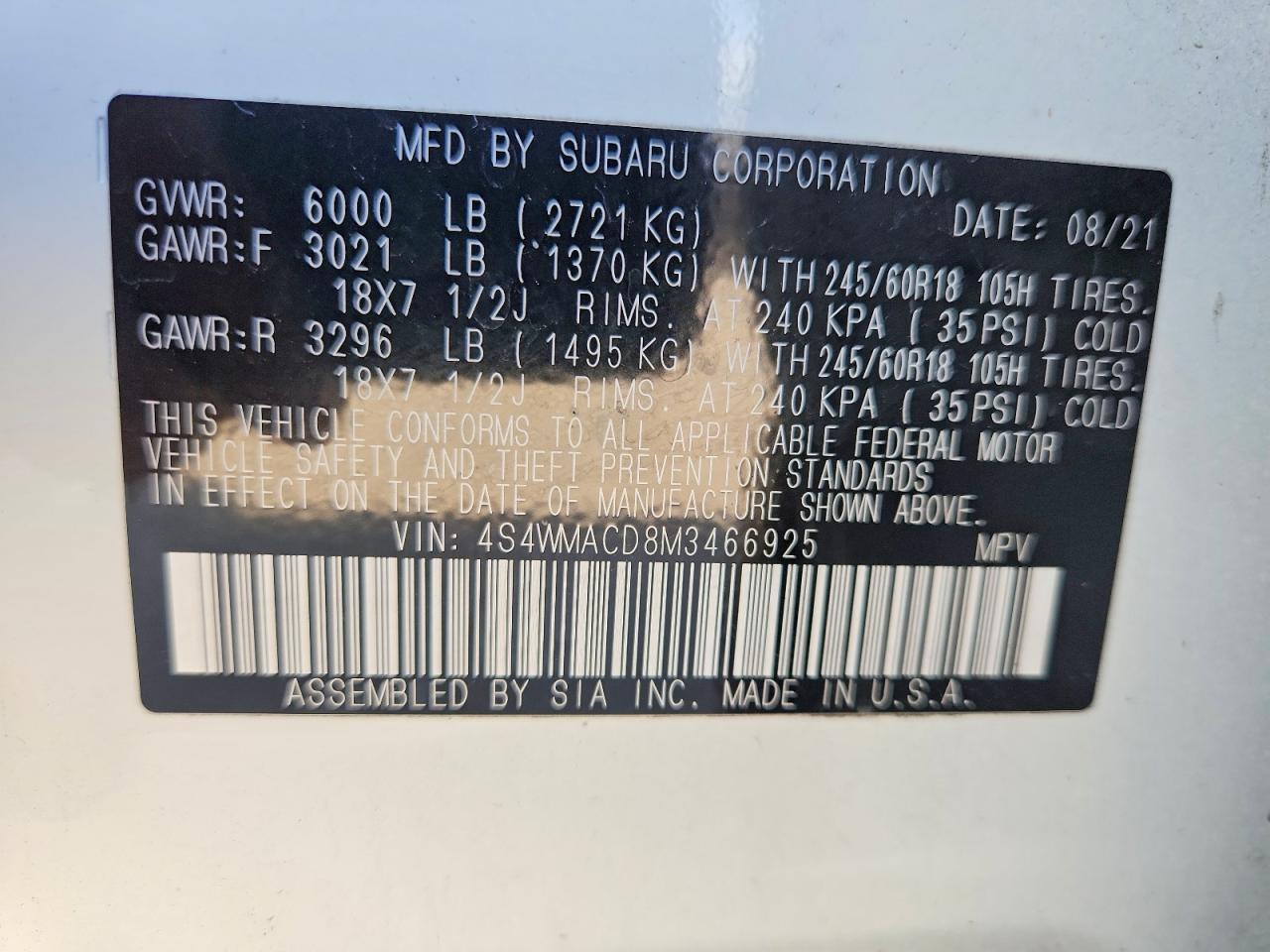 2021 SUBARU Ascent