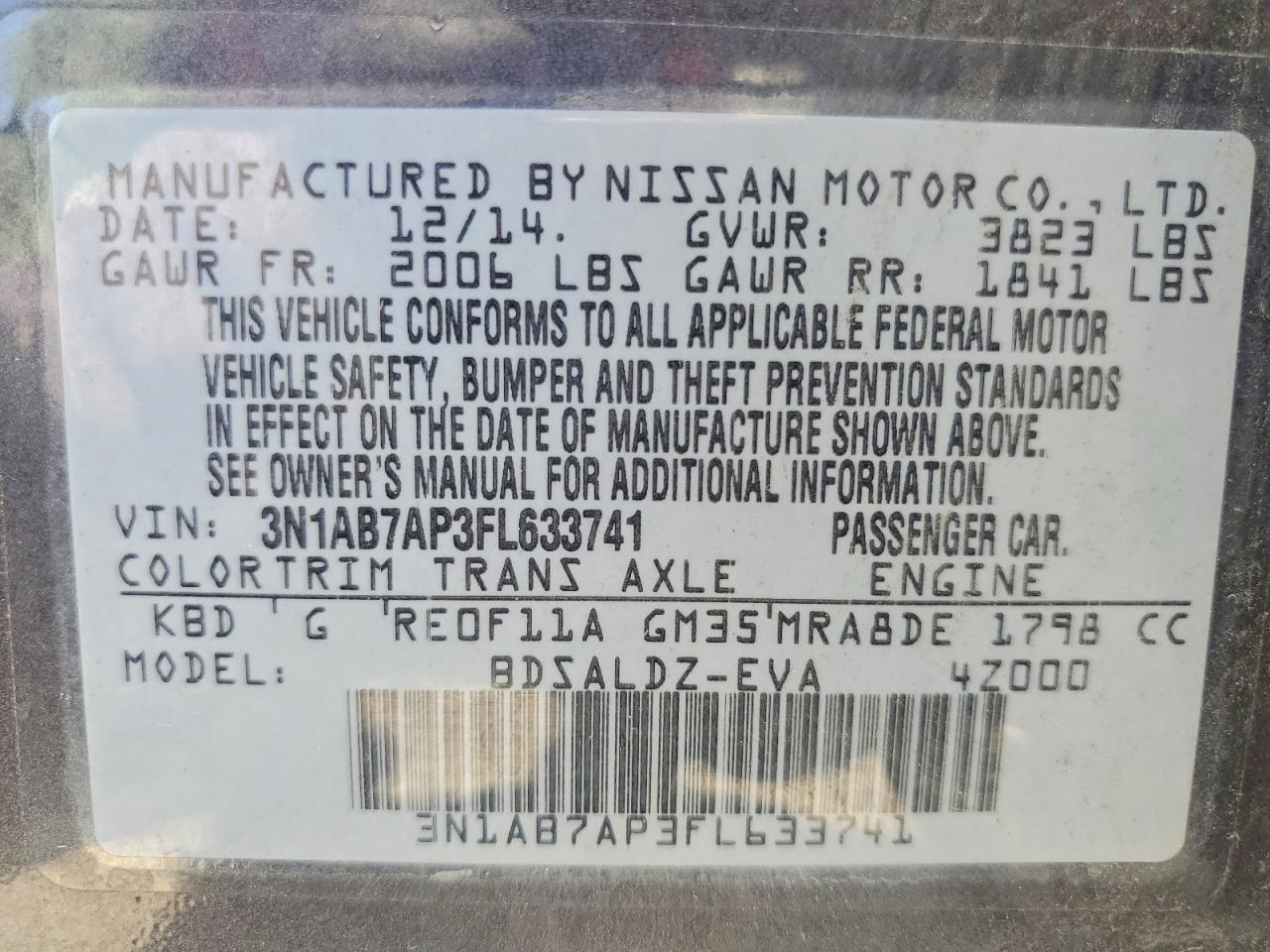 2015 NISSAN SENTRA